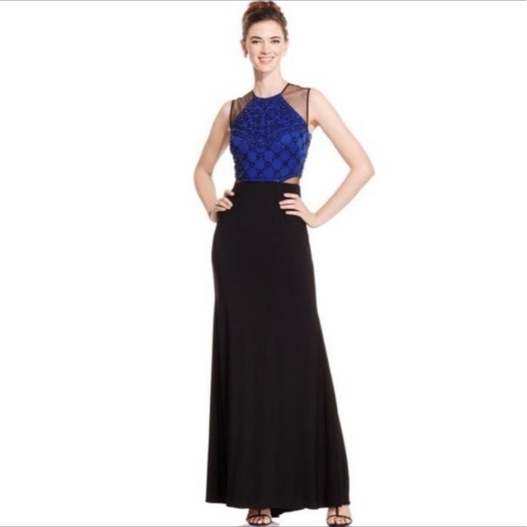 Xscape Dresses & Skirts - Blue and black Formal dress with beaded top